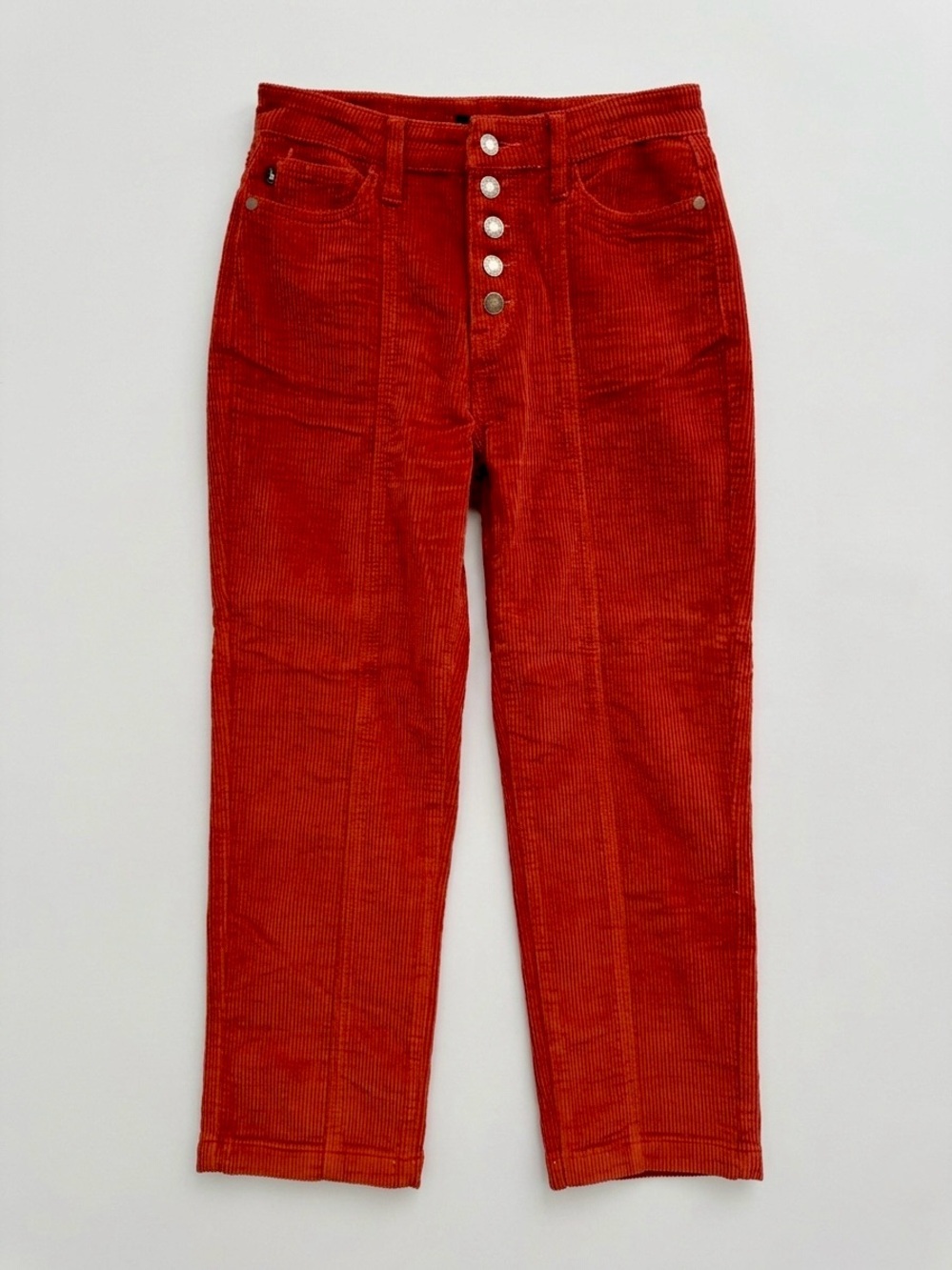 Judy Blue High Rise Button Fly Ankle Straight Corduroy Pants Rust Red Size 5/27 - Picture 2 of 14